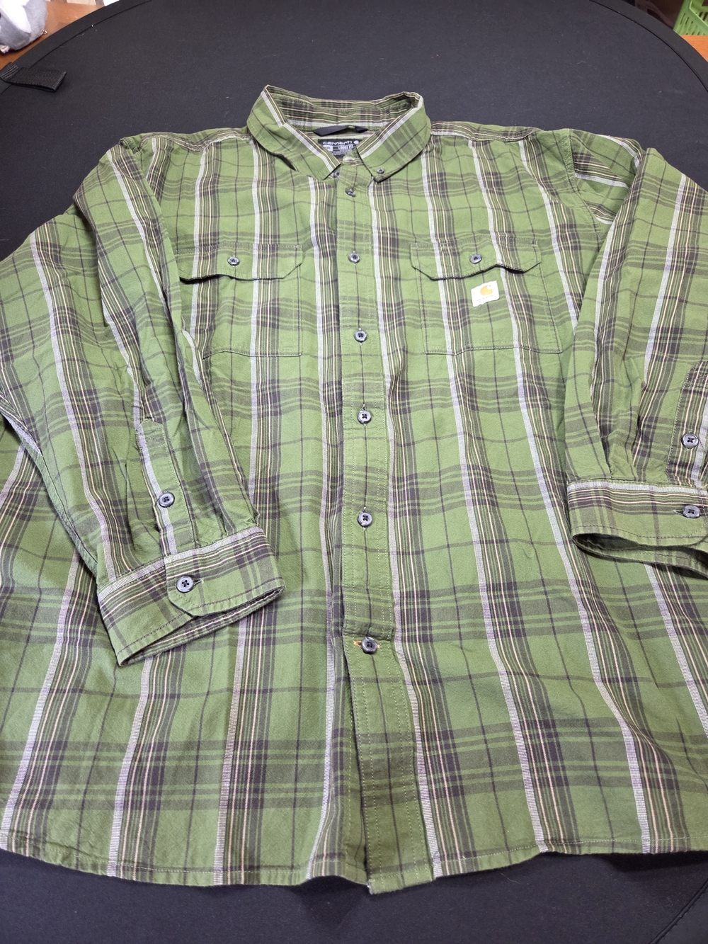 Carhartt Green Plaid Button-Down Work Shirt